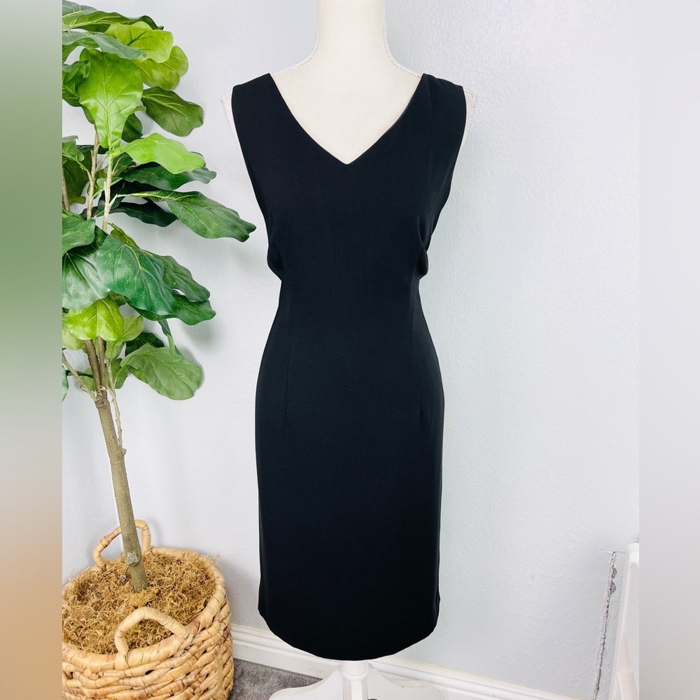 Danny & Nicole Classic Black V-Neck Midi Dress